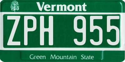 VT license plate ZPH955