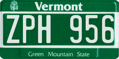 VT license plate ZPH956