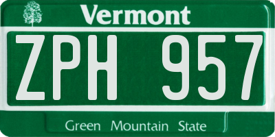 VT license plate ZPH957