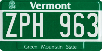 VT license plate ZPH963