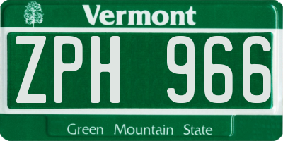 VT license plate ZPH966