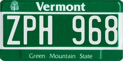 VT license plate ZPH968