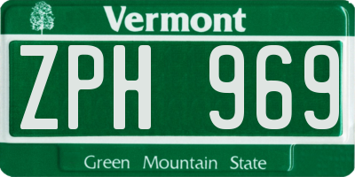 VT license plate ZPH969