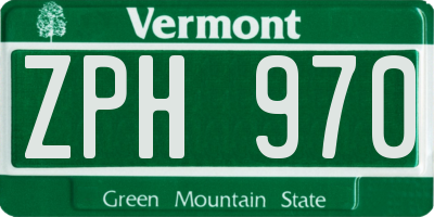 VT license plate ZPH970