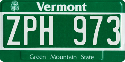VT license plate ZPH973
