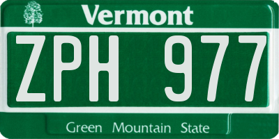VT license plate ZPH977
