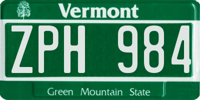 VT license plate ZPH984