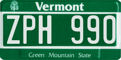 VT license plate ZPH990