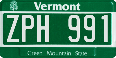 VT license plate ZPH991