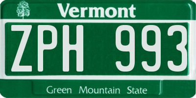 VT license plate ZPH993