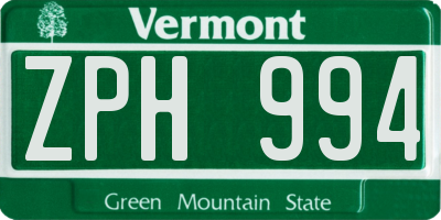 VT license plate ZPH994