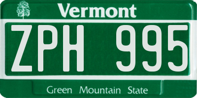 VT license plate ZPH995