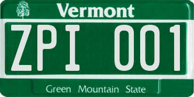 VT license plate ZPI001