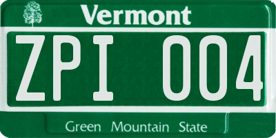 VT license plate ZPI004