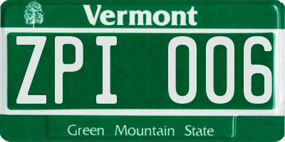 VT license plate ZPI006