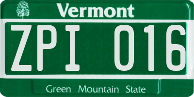 VT license plate ZPI016