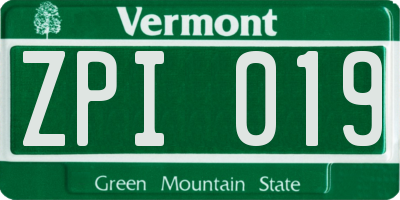 VT license plate ZPI019