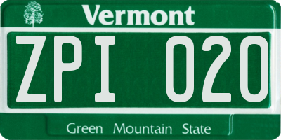 VT license plate ZPI020