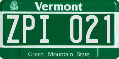 VT license plate ZPI021