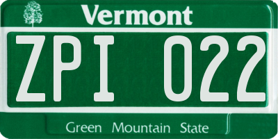 VT license plate ZPI022