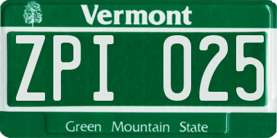 VT license plate ZPI025