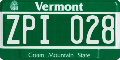 VT license plate ZPI028