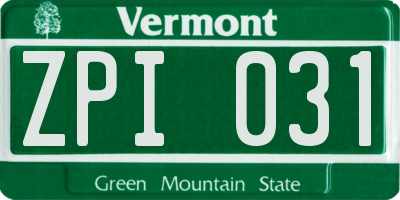VT license plate ZPI031