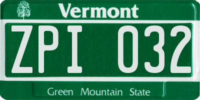 VT license plate ZPI032