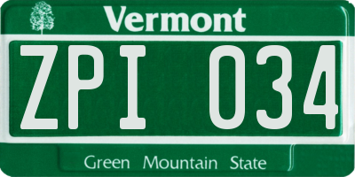 VT license plate ZPI034