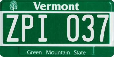 VT license plate ZPI037