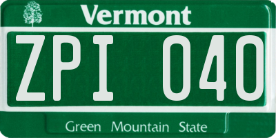 VT license plate ZPI040