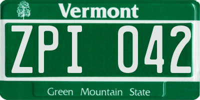 VT license plate ZPI042