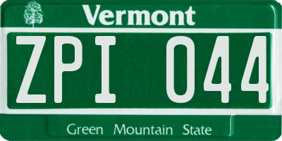 VT license plate ZPI044