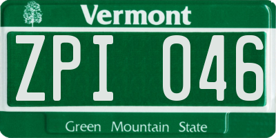 VT license plate ZPI046