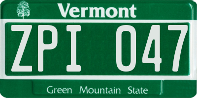 VT license plate ZPI047