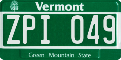 VT license plate ZPI049