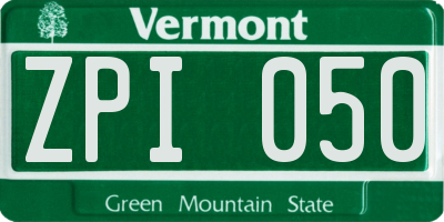 VT license plate ZPI050