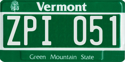 VT license plate ZPI051