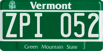 VT license plate ZPI052