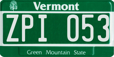 VT license plate ZPI053