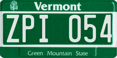 VT license plate ZPI054