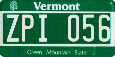 VT license plate ZPI056