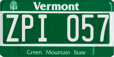 VT license plate ZPI057