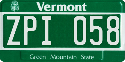 VT license plate ZPI058