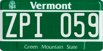 VT license plate ZPI059
