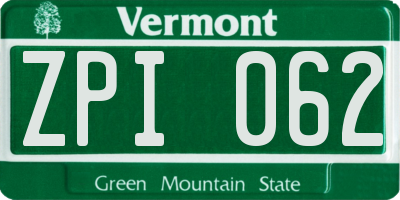 VT license plate ZPI062
