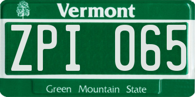 VT license plate ZPI065