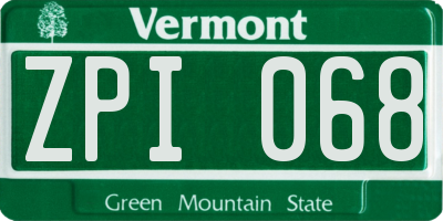 VT license plate ZPI068