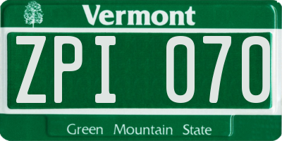 VT license plate ZPI070