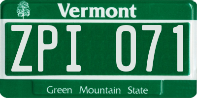 VT license plate ZPI071